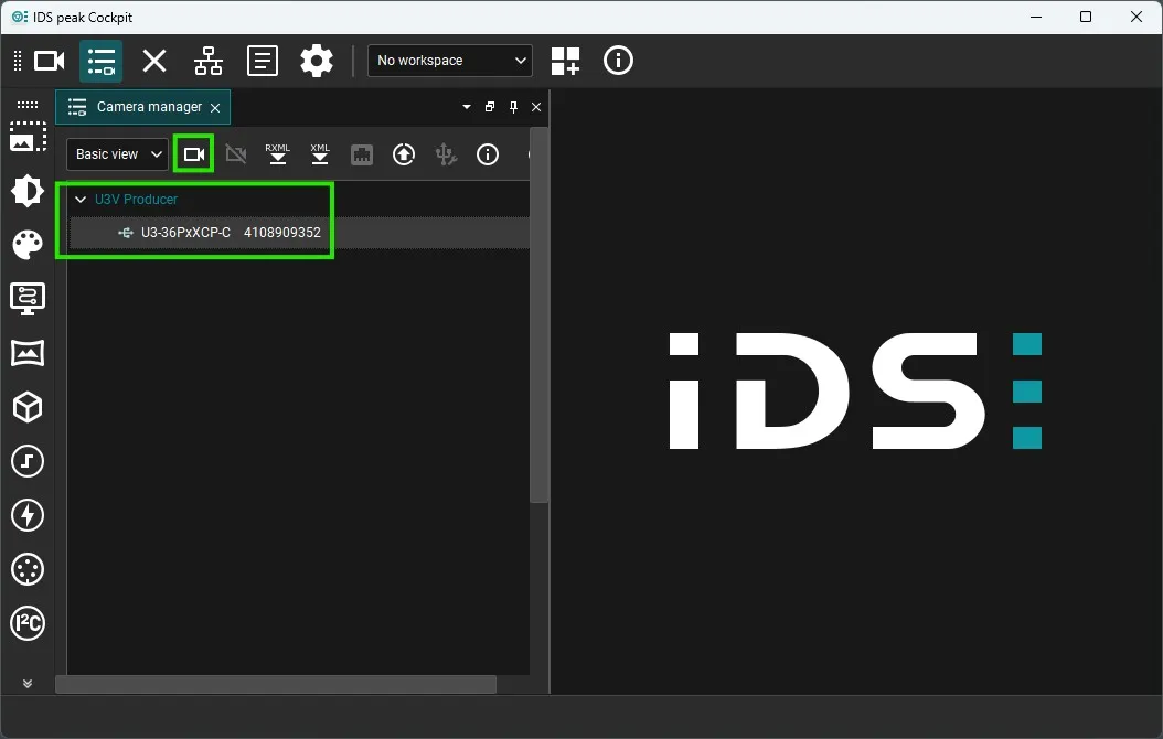 IDS Peak Cockpit open camera