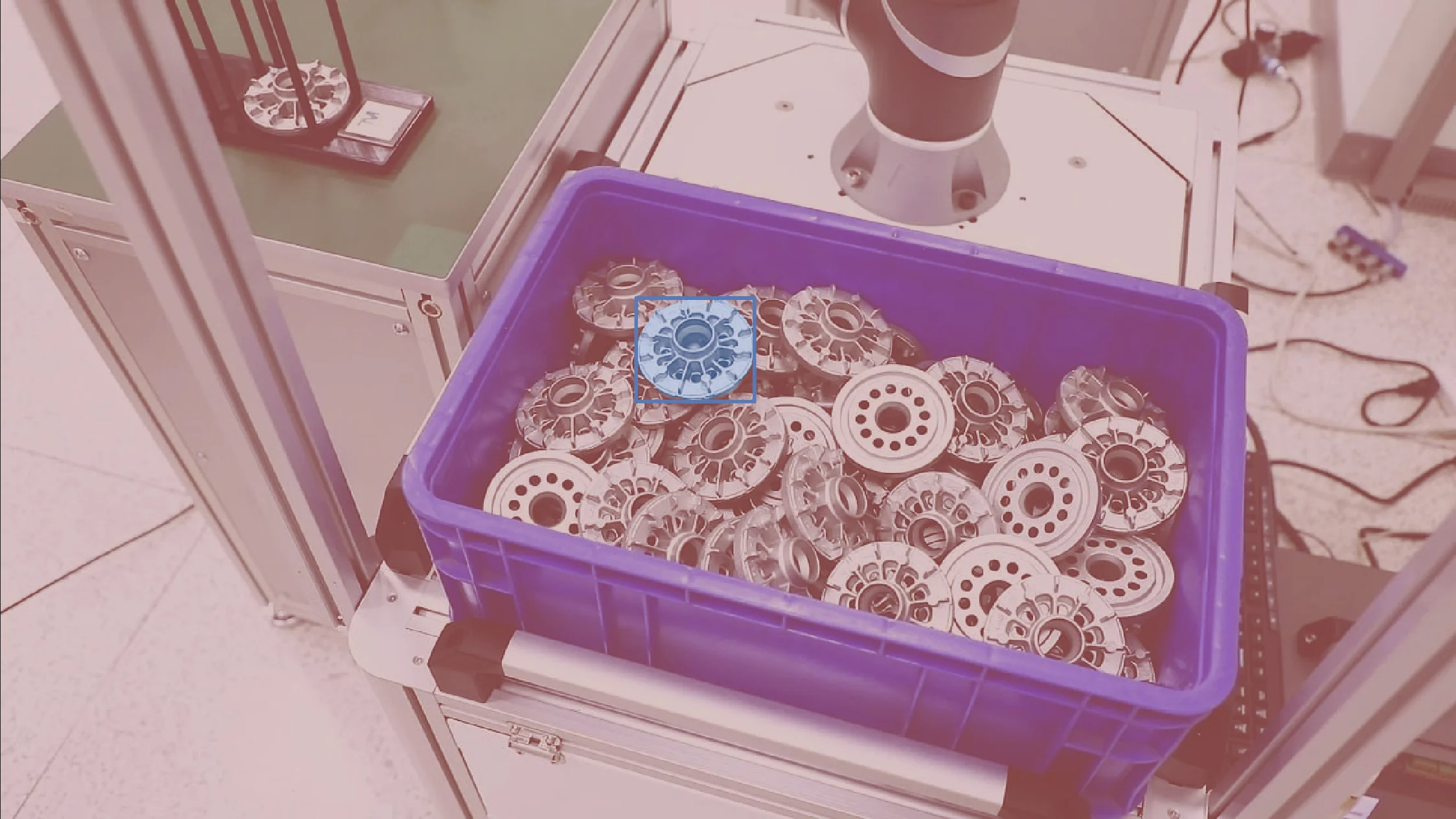 Bin picking in robot vision with segmented parts for industrial automation and grasping